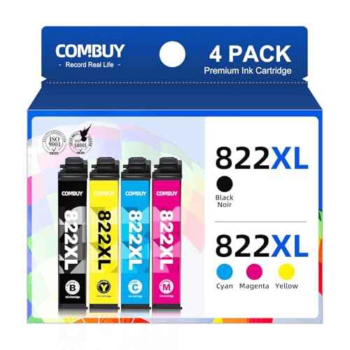 822XL Ink Cartridges Combo Pack Remanufactured Replacement for Epson 822XL Ink Cartridges 822XL Work for Epson WF-3820 WF-4820 WF-4830 WF-4833 WF-3823 WF-4834 Printer (4 Pack)