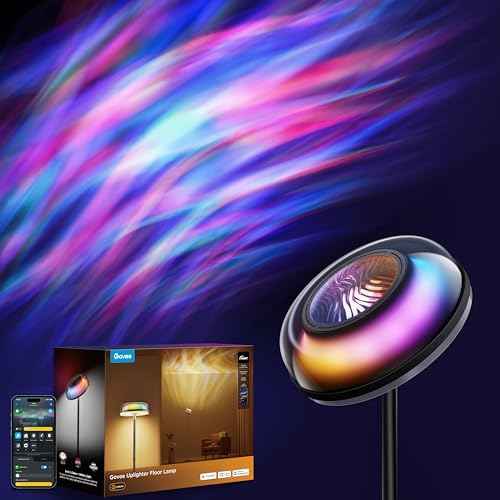 Govee Uplighter Floor Lamp for Living Room, RGBIC Ripple Projector, Floor Lamp for Bedroom Works with Matter, 215 ft©÷ Light Area, 1000lm LED Modern Corner Floor Light, Warm Cool White Standing Lamp
