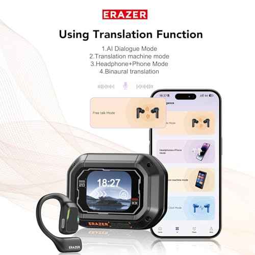ERAZER XP6 AI Translation Earbuds Real-Time135 Language Translator Earbuds 4-in-1 Translation Headphones Open Ear Wireless Bluetooth 5.4 Ear buds with Charging Case fit iOS&Android for Travel Business