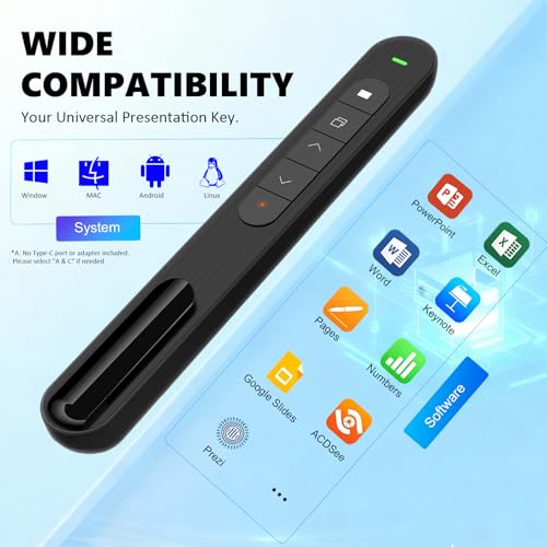 GUMENA Wireless Presentation Clicker for PowerPoint, Black / A