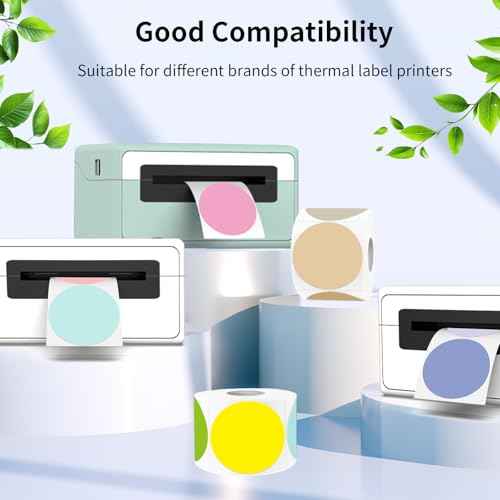 2 Inch Round Thermal Label Stickers, Circle Thermal Stickers Labels, Waterproof Direct Thermals Printer Label-300 Sheets/Autumn Colors