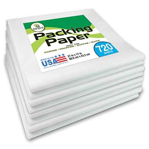 Packing Paper Sheets for Moving - 720 Sheets of Newsprint Paper - Must Have in Your Moving Supplies - 27" x 17" - Made in USA