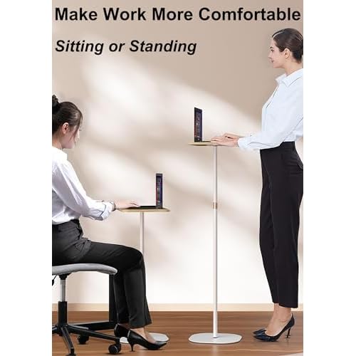 Mobile Standing Desk Height Adjustable Floor Laptop Stand, Computer Cart Workstation, Projector Stand, Teacher Podium for Home, Office, Classroom