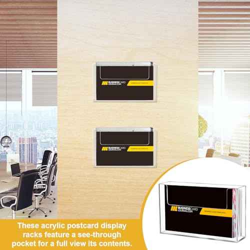 Post Card Holder Display Stand 6 x 4 Inch Wall Mount Index Clear Acrylic Organizer Small Brochure Hanging Pamphlet Holder for Flyer Magazine File Display(6 Pack)
