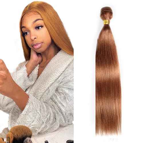 #30 Brown Bundles Straight Bundles Human Hair 34 Inch Light Brown Straight Bundle Unprocessed Brazilian Virgin Weave Hair 1 Bundle 50 Gram Per Bundle