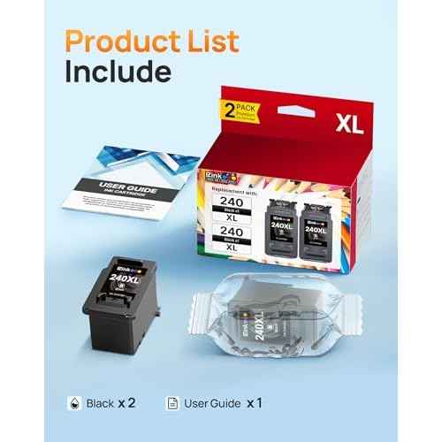 240XL Ink Cartridge Replacement for Canon 240XL Black Ink Cartridge, PG-240XL PG240 Works with PIXMA PIXMA MG3620 TS5120 MG3520 MG3220 MG2120 MG4220 MX392 MX452 MX522 Printer, 2 Pack Black