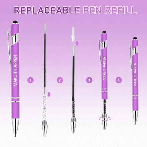 50 Pcs Inspirational Pens Bulk - Motivational Ink Ballpoint Pen with Quotes Stylus Tip Nurse Gifts for School Coworkers Office Supplies Black Ink