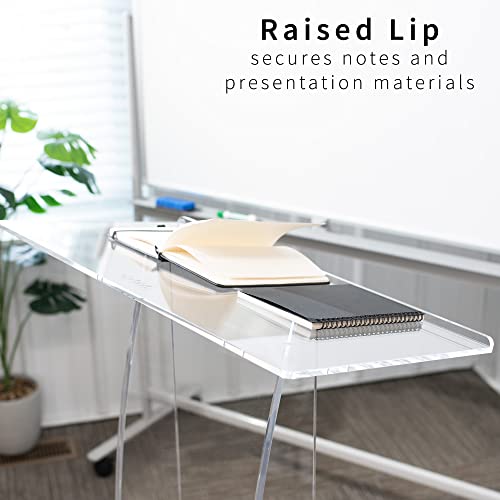 VIVO 46in High Podium Stand Lectern with 27in Slanted Surface, Transparent Acrylic