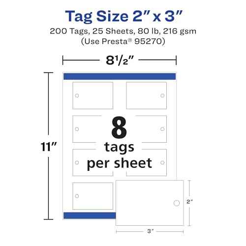 Avery Printable Rectangle Tags, Strings, Sure Feed Technology, 2" x 3", Matte White Cardstock, Print-to-the-Edge, Laser/Inkjet Tags, 200 Total