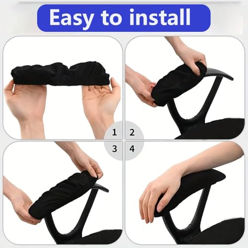 BAIDATONG Office Chair Arm Covers 2Pcs Set (Black, 10-13 to 2-4 inch) Elastic Arm Rest Covers