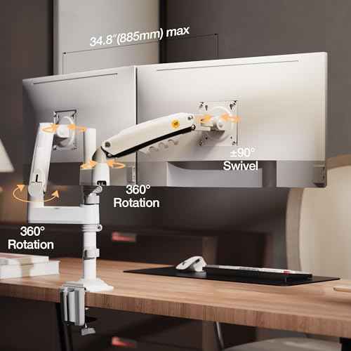 NB North Bayou Dual Monitor Desk Mount Stand Full Motion Swivel Computer Monitor Arm Fits 2 Screens up to 27'' with Load Capacity 4.4~19.8lbs for Each Monitor H180-W