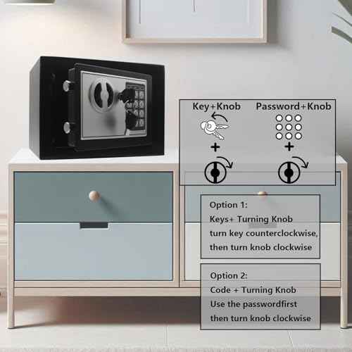 Yuanshikj Electronic Deluxe Digital Security Safe Box Key Keypad Lock Home Office Hotel Business Jewelry Gun Cash Use Storage money (BLACK)