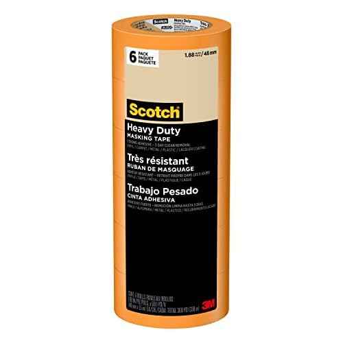 Scotch Heavy Duty Painter's Tape, 6 Rolls, 1.88 in x 60.1 yd, for Use On Vinyl, Carpet, Metal, & Plastic, Indoor & Outdoor Masking Tape, Bonds Aggressively, 3-Day Clean Removal (2020+-48EP6)