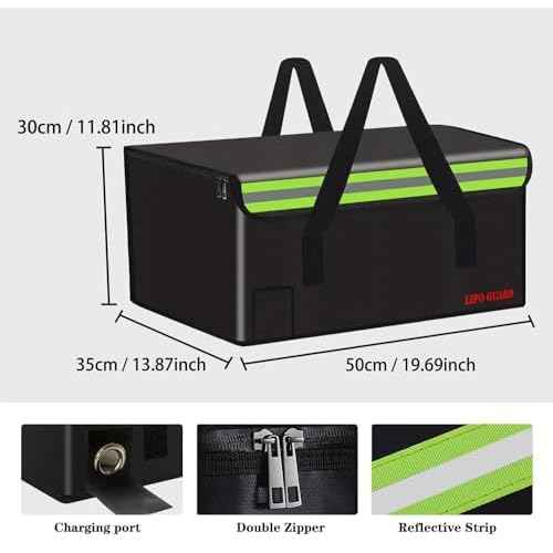 19.7"x13.8"x11.8" With support Ebike Battery Safe Bag Fireproof Charging Large Capatity for Lipo Battery Pack Storage Charging Transport, Home Office Travel Safe Storage Pouch