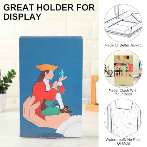 6 Pack Acrylic Book Stand for Display Adjustable Clear Display Holder Easel Collector Stand for Home Office Back to School Comic Album CD Magazine Postcard Artworks (4.2 x 4.3 x 2.35 Inch)