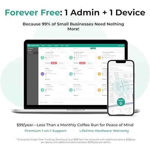 ANVIZ Time Clocks for Employees Small Business - CX2 Fingerprint Biometric Clock in and Out Machine - Forever Free Cloud Software, White