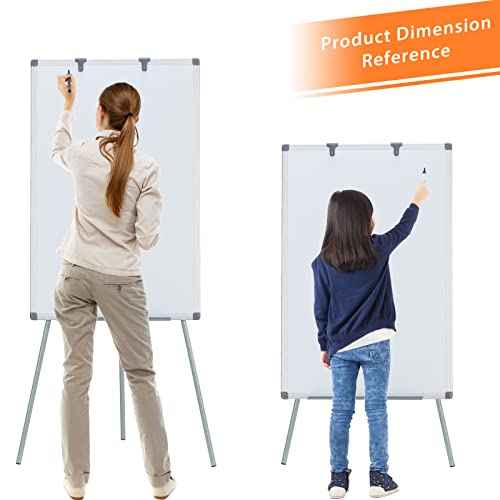 MAKELLO White Board with Stand, Portable Whiteboard Easel 3'x2' for Office Classroom Home School, Adjustable Height, Aluminum Frame, 36x24in