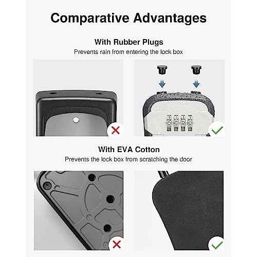 Puroma Lock Box, Key Lock Box Wall Mount & Portable Combination Lockbox with Resettable Code, Security Lockbox for Outside House Keys, Apartment Realtors Spare Keys Storage (4 Pack, Gray)