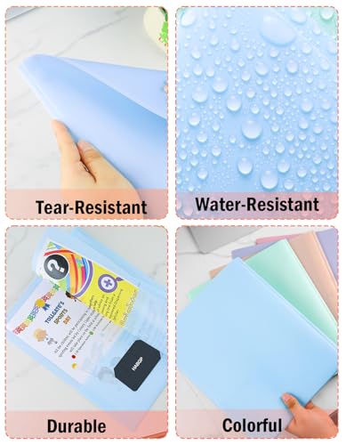Habgp 5 Pack Pastel Plastic Pocket Folders with Prongs - 11x9.35 Inches, Color-Coded Office & School File Organizer (Variation of 1 set, 5 pcs)