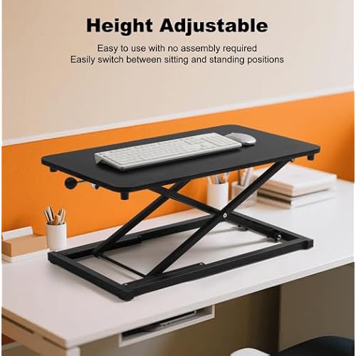 Adjustable Height Standing Desk Converter for Small Space Home Office, Keyboard Riser for Stand Up Desk Riser,Computer Keyboard Stand for Desktop Black Size 23.6 Inch