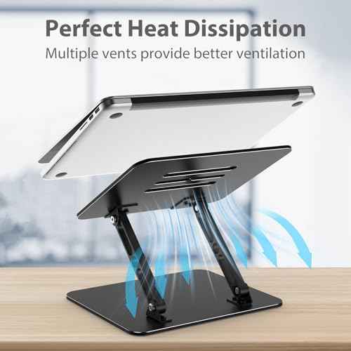 Adjustable Laptop Stand for Desk, Metal Foldable Laptop Riser Holder, Portable Desktop Book Stands, Ventilated Cooling Computer Notebook Stand Compatible with 10-15.6¡± Laptops