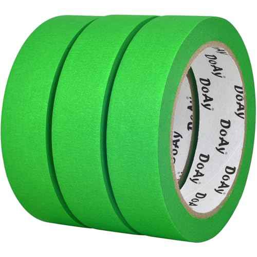 3 Pack Green Painters Tape - Masking Tape 1 Inch Wide - Multi-Surface, Smart Adhesion, Indoor & Outdoor - 270FT Total - Paint Tape for DIY, Labeling, Art, Car, General Purpose (#3910)