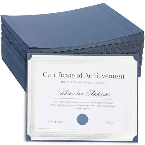 Single Sided Certificate Holders for Awards, Diploma Cover, Graduation Supplies, Navy Blue (11. x 9 in) (125)
