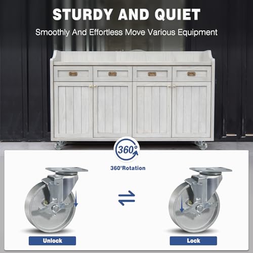 5" Caster Wheels Heavy Duty 2000 lbs£¬Swivel Casters Set of 4, Industrial Plate Casters, Semi Steel Cast Iron Wheels for Furniture,Workbench (2 Swivel & 2 Brakes)