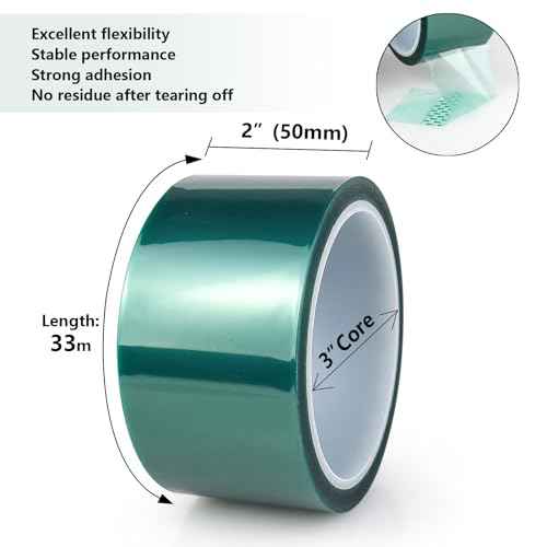 BOMEI PACK High Temp Tape Powder Coating, High Temp Masking Tape 2 Rolls x 2 inches x 216 Feet, Heat Resistant, Epoxy Release Ideal for Painting, Powder Coating, Circuit Boards