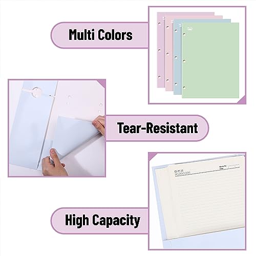 Mr. Pen Pastel 4-Pocket Folders Pack of 4, 12.5 x 9.5 Inch Durable Paper Office Organizers