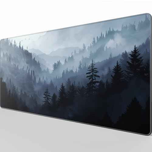 KTRIO Large Gaming Mouse Pad with Stitched Edges, Extended Mousepad with Superior Micro-Weave Cloth, Non-Slip Base, Water Resist Keyboard Pad for Gamer, Office & Home, 31.5x15.7in, Cloud Forest