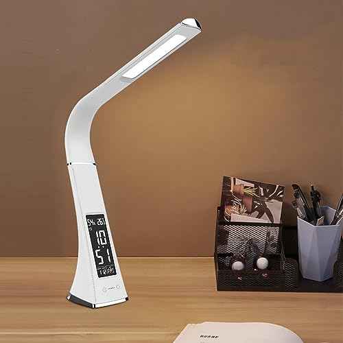 Fockety LED Desk Lamp, Charging Eye Caring 3 Modes Reading Lights Digital Display Touch Control Desk Light for Office, Study, Dorm