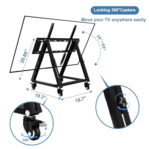 Low Height Mobile TV Stand, Rolling TV Stand with Wheel for 26-65 inch TV, Hight Adjustable, 36¡Æ -68¡Æ Adjustable Viewing Angle,Max 50KG, Vesa 600¡¿500