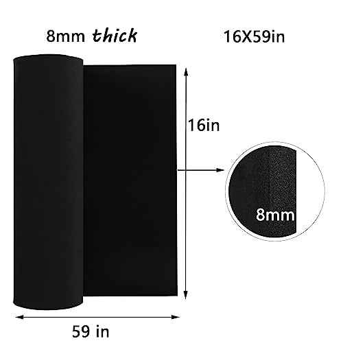 AMZQNART EVA Foam 8mm, Cosplay Foam 16 x 59in (6.5sqft) Black, Suitable for Large Cosplay Modeling, DIY Projects, Crafts, Ultra High Density 90 kg/m3