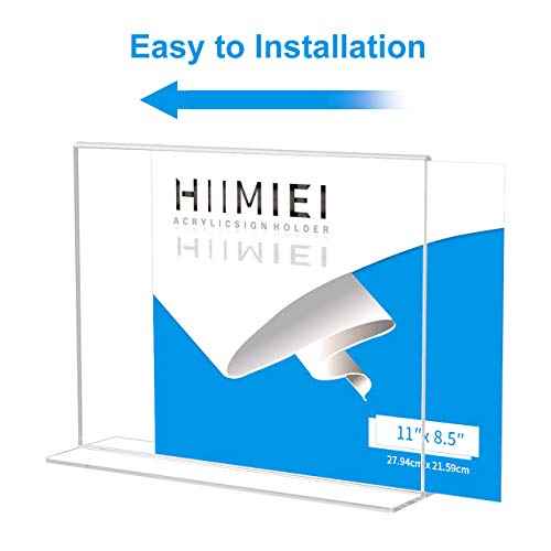 HIIMIEI 8.5x11 Acrylic Sign Holder Horizontal Table Menu Display Stand, Clear Plastic 8.5x11 Double Sided Picture Frames for Desk Display(6 Pack)