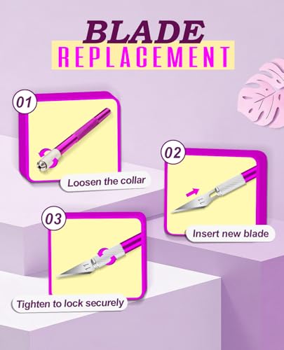 Purple DIYSELF Craft Hobby Knife Set with 10 Extra #11 Blades & 6-Inch Ruler