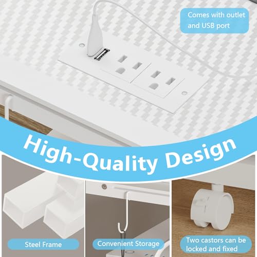Height Adjustable PC Tower Stand with Charging Hub and RGB Lighting