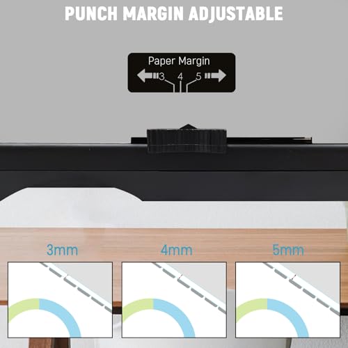 Comb Binding Machine 21 Holes 450 Sheets Binding Machine Includes 100 PCS Rubber Ring Fits Letter Size, A4, A5 or Smaller Sizes