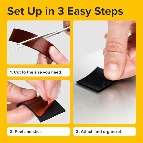 X-bet MAGNET Super Sticky Magnetic Tape 10ft x 1/2in (3m x 1.25cm) - DIY Crafts, Labeling & Organizing Roll