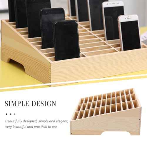 36-Grid Cell Phone Storage Box,Wooden Desktop Cell Phone Holder Multifunctional MobilePhone Storage Box for Classroom, Office, Meeting Room, Rack Display