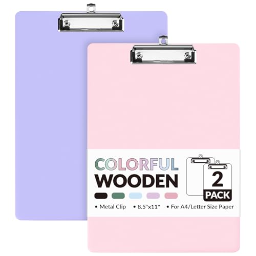 Sooez 2-Pack Colored Clipboard Hardboard 8.5 x 11, Purple & Pink