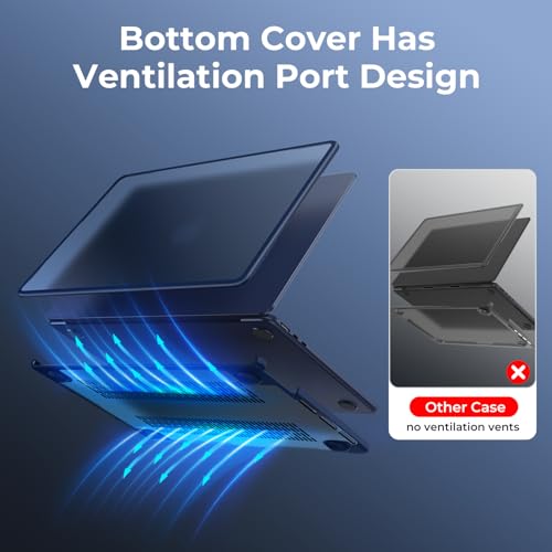 BlueSwan Frosted Midnight Anti-Cracking MacBook Air 13.6-inch Case for M2/M3/M4/M5 2022-2026