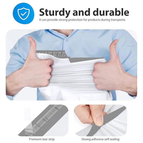 Fuxury White Poly Mailers 10x13 Inch - Pack of 100 Shipping Bags for Clothes