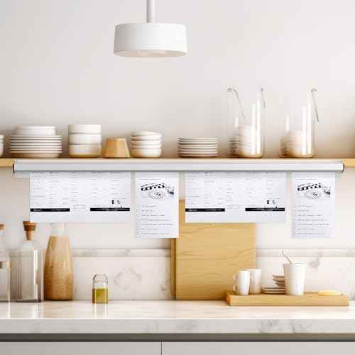 Henoyso 2 Pieces Restaurant Ticket Holder Receipt Holder Aluminum Order Ticket Rack Silver Kitchen Slide Check Rack for Office Cafes Pubs(40 Inch,No Slot)