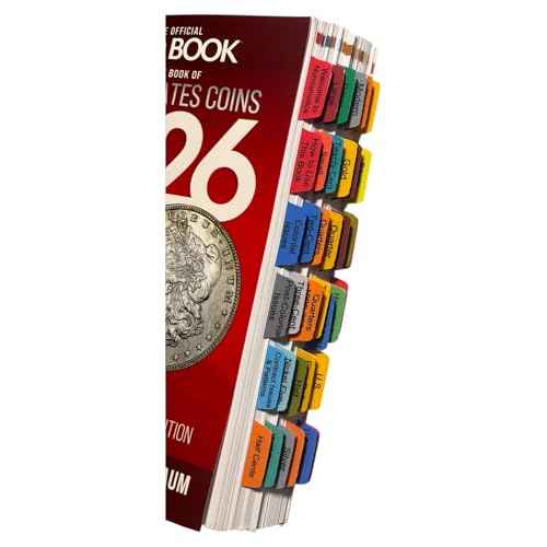 Book Tabs for A Guide Book of United States Coins 2026 (Official Redbook). Laminated, Durable, Color-Coded Repositionable Tabs (Book not Inlcluded)