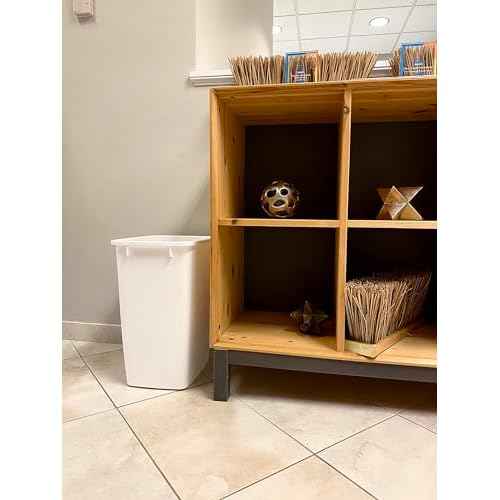 Rubbermaid Small Kitchen Bathroom Trash Can, 9 Gallons, White, Waste Basket for Under Counter/Kitchen/Office/Bedroom/Bathroom