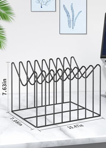 TOPCJ 2 Pack Wire File Organizer for Desk - 8 Sections Desktop File Holder Rack, Rust-Resistant Steel, Black