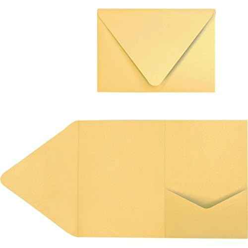 LUXPaper A7 Pocket Invitations | 5" x 7" | Gold Metallic | 105lb. Cover | 50 Qty