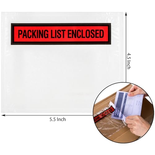 Nicunom 4.5'' x 5.5'' Clear Packing List Envelopes with Self-Adhesive Seal, 1000 pcs