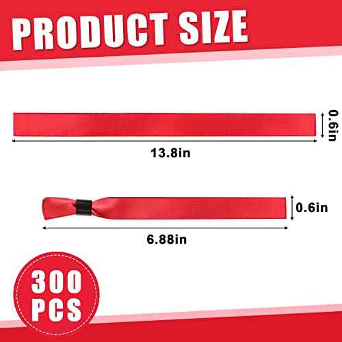 300 Pcs Color Cloth Event Wristbands Without Logo Social Distancing Identification Wristbands for Wedding Party Events(Red)